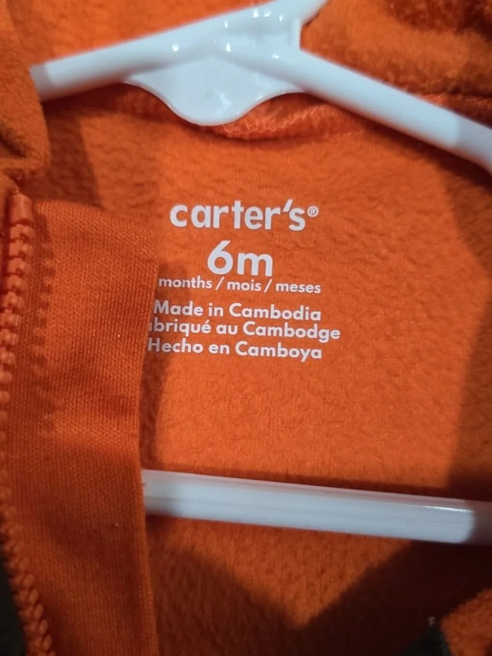 Carter's Orange Pumpkin Hooded Baby One-Piece Sz 6 Months